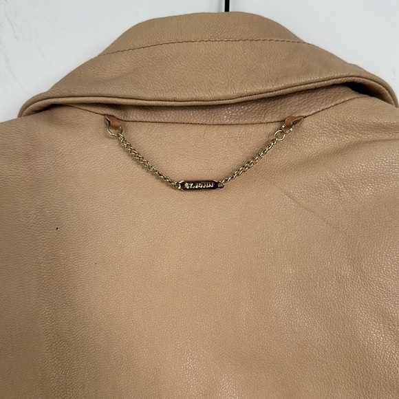 St John Sport by Marie Gray Vintage Leather Jacket Women Tan Medium Size - Picture 3 of 6